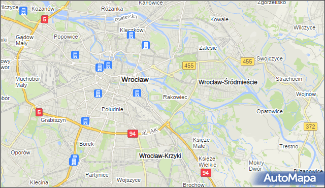 mapa Rakowiec gmina Wrocław, Rakowiec gmina Wrocław na mapie Targeo
