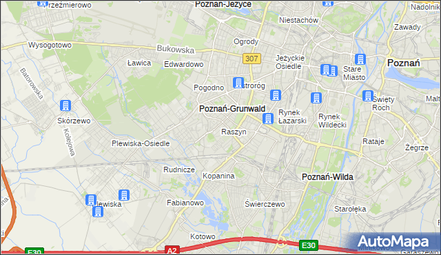 mapa Raszyn gmina Poznań, Raszyn gmina Poznań na mapie Targeo
