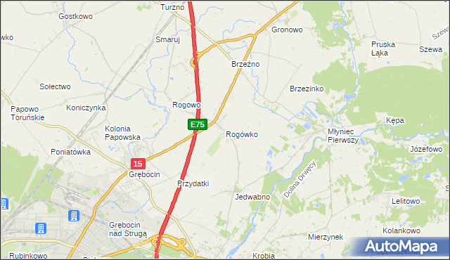 mapa Rogówko gmina Lubicz, Rogówko gmina Lubicz na mapie Targeo
