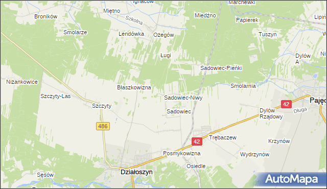 mapa Sadowiec-Niwy, Sadowiec-Niwy na mapie Targeo