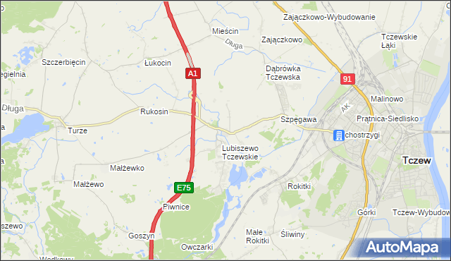 mapa Stanisławie gmina Tczew, Stanisławie gmina Tczew na mapie Targeo