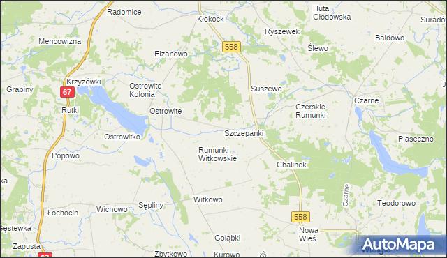 mapa Szczepanki gmina Wielgie, Szczepanki gmina Wielgie na mapie Targeo