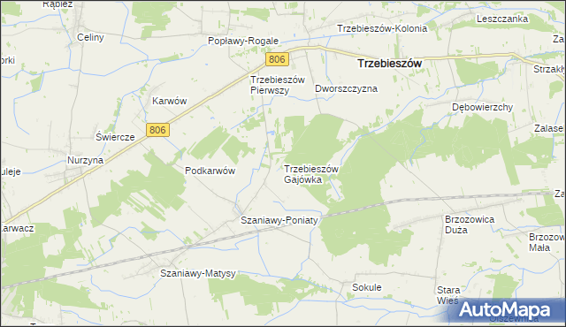 mapa Trzebieszów Gajówka, Trzebieszów Gajówka na mapie Targeo