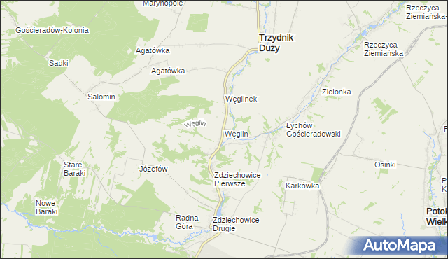 mapa Węglin gmina Trzydnik Duży, Węglin gmina Trzydnik Duży na mapie Targeo