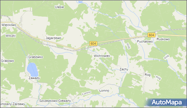 mapa Wichrowiec gmina Janowo, Wichrowiec gmina Janowo na mapie Targeo