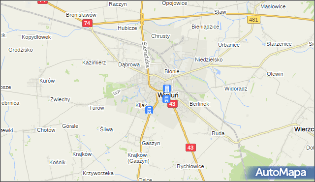 mapa Wieluń, Wieluń na mapie Targeo