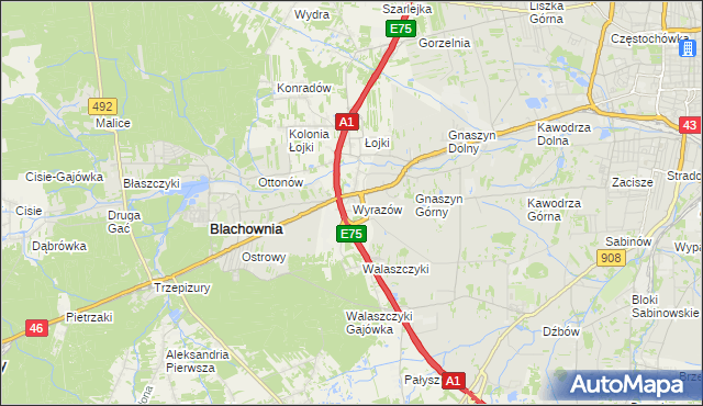 mapa Wyrazów, Wyrazów na mapie Targeo