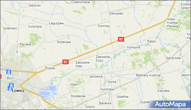mapa Zabostów Duży, Zabostów Duży na mapie Targeo