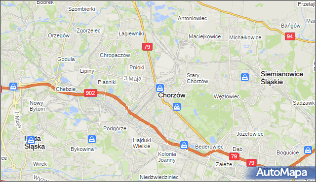 mapa Chorzów, Chorzów na mapie Targeo