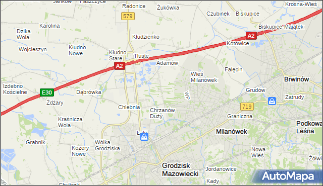 mapa Chrzanów Mały, Chrzanów Mały na mapie Targeo