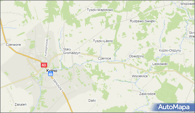 mapa Czernice gmina Kolno, Czernice gmina Kolno na mapie Targeo