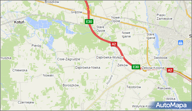 mapa Dąbrówka-Wyłazy, Dąbrówka-Wyłazy na mapie Targeo