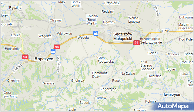mapa Góra Ropczycka, Góra Ropczycka na mapie Targeo