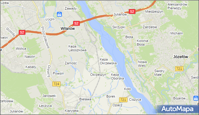mapa Kępa Okrzewska, Kępa Okrzewska na mapie Targeo