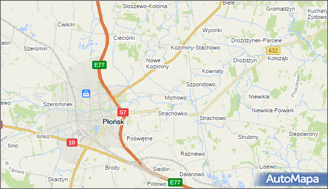 mapa Michowo, Michowo na mapie Targeo