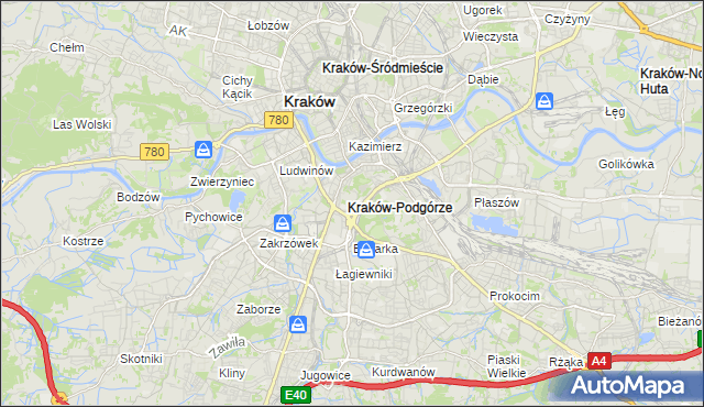 mapa Podgórze gmina Kraków, Podgórze gmina Kraków na mapie Targeo