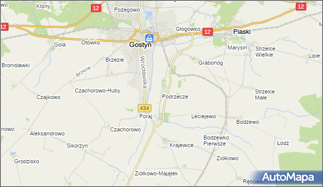 mapa Podrzecze gmina Piaski, Podrzecze gmina Piaski na mapie Targeo