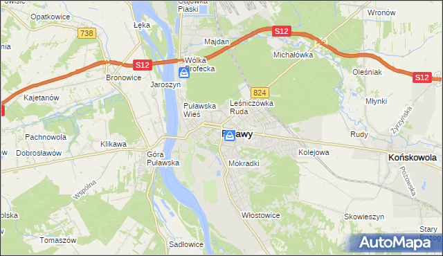 mapa Puław, Puławy na mapie Targeo