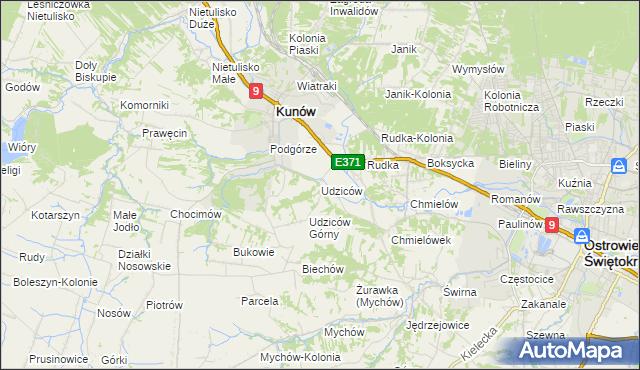 mapa Udziców, Udziców na mapie Targeo