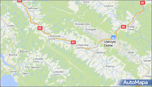 mapa Ustjanowa Górna, Ustjanowa Górna na mapie Targeo