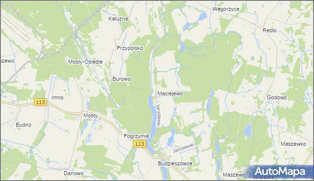 mapa Maciejewo gmina Maszewo, Maciejewo gmina Maszewo na mapie Targeo