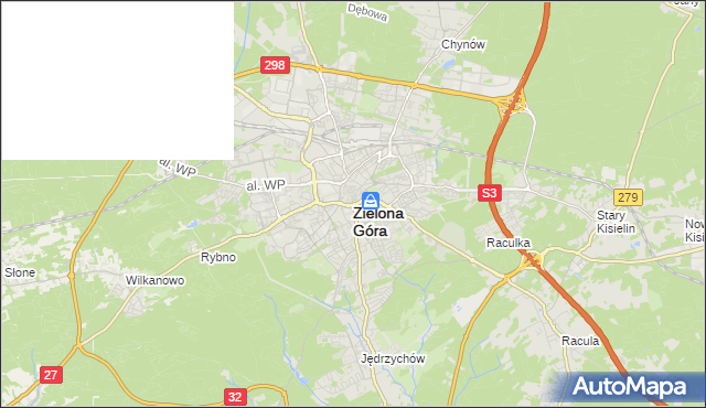 mapa Zielona Góra, Zielona Góra na mapie Targeo