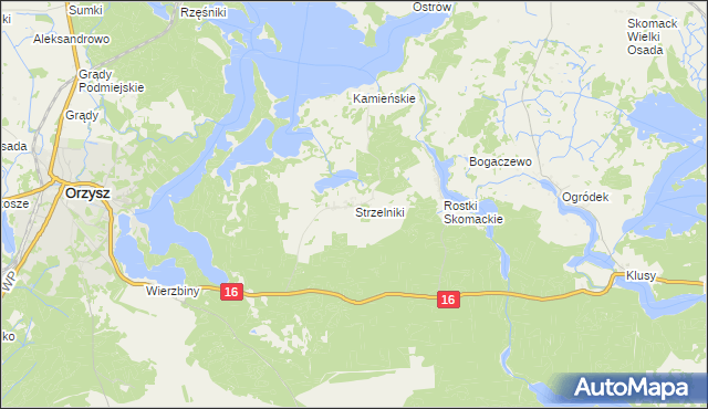 mapa Strzelniki gmina Orzysz, Strzelniki gmina Orzysz na mapie Targeo
