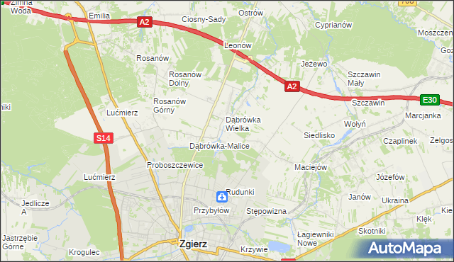 mapa Dąbrówka-Sowice, Dąbrówka-Sowice na mapie Targeo