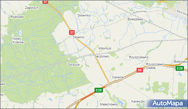 mapa Sęczkowo gmina Malechowo, Sęczkowo gmina Malechowo na mapie Targeo