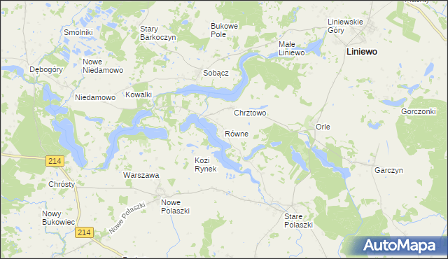 mapa Równe gmina Liniewo, Równe gmina Liniewo na mapie Targeo
