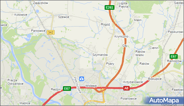 mapa Szymanów gmina Wisznia Mała, Szymanów gmina Wisznia Mała na mapie Targeo