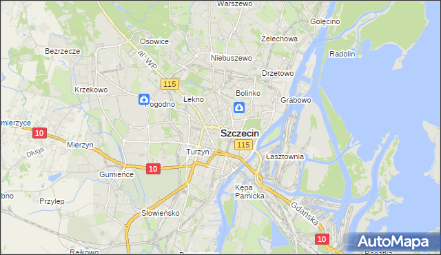 mapa Szczecina, Szczecin na mapie Targeo