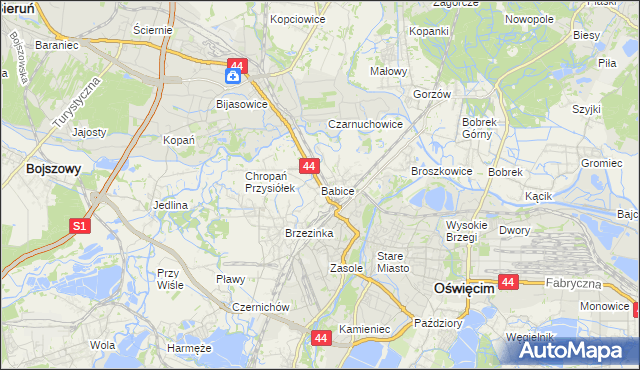 mapa Babice gmina Oświęcim, Babice gmina Oświęcim na mapie Targeo