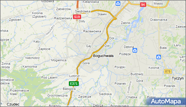 mapa Boguchwała powiat rzeszowski, Boguchwała powiat rzeszowski na mapie Targeo