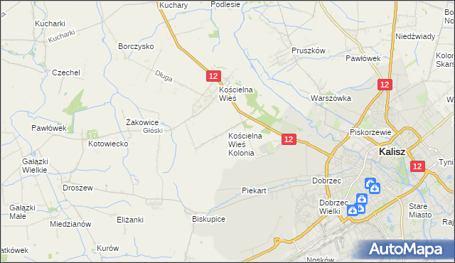 mapa Kościelna Wieś Kolonia, Kościelna Wieś Kolonia na mapie Targeo