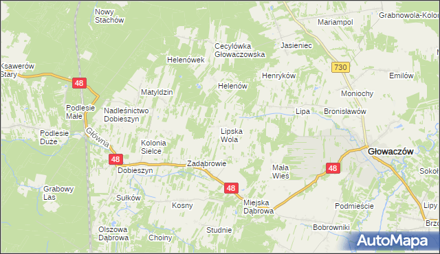 mapa Lipska Wola, Lipska Wola na mapie Targeo