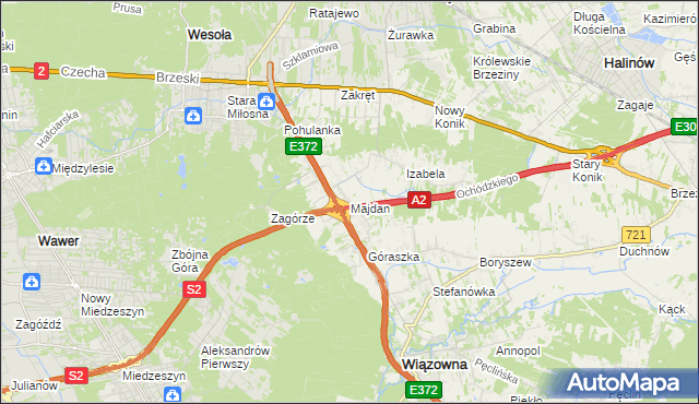mapa Majdan gmina Wiązowna, Majdan gmina Wiązowna na mapie Targeo
