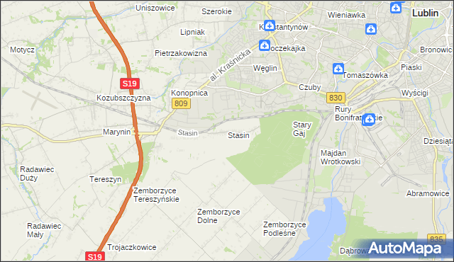 mapa Stasin gmina Konopnica, Stasin gmina Konopnica na mapie Targeo
