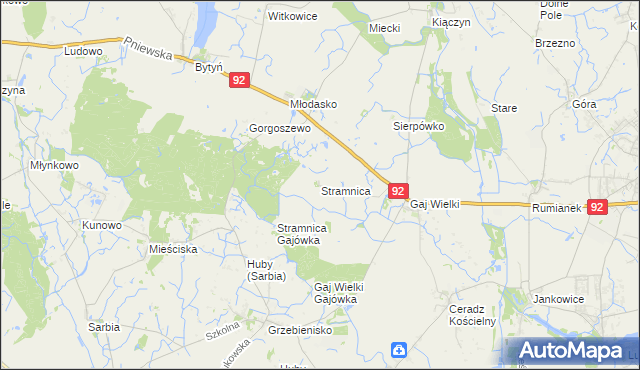 mapa Stramnica gmina Kaźmierz, Stramnica gmina Kaźmierz na mapie Targeo