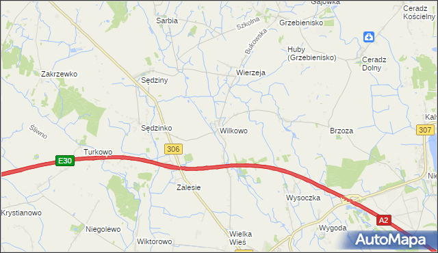 mapa Wilkowo gmina Duszniki, Wilkowo gmina Duszniki na mapie Targeo