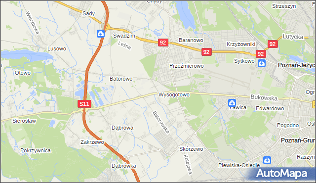 mapa Wysogotowo, Wysogotowo na mapie Targeo