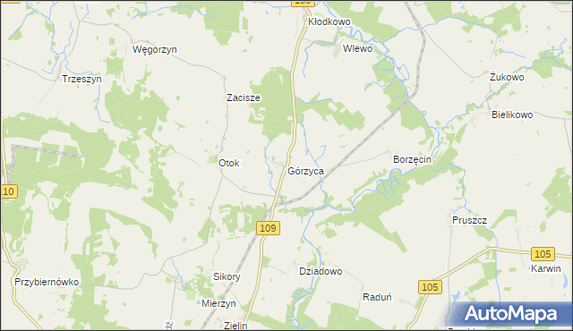 mapa Górzyca gmina Gryfice, Górzyca gmina Gryfice na mapie Targeo