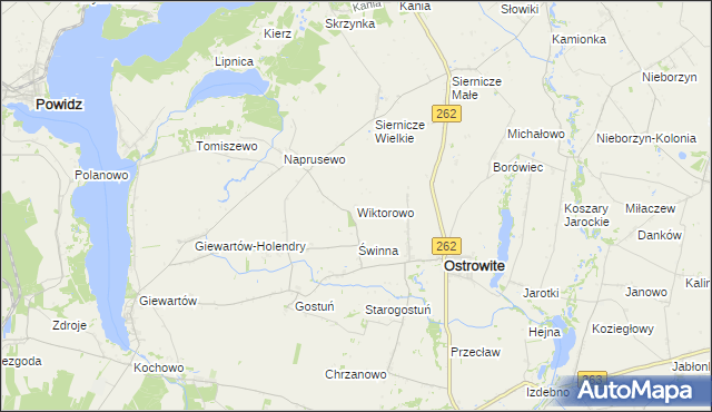 mapa Wiktorowo gmina Ostrowite, Wiktorowo gmina Ostrowite na mapie Targeo