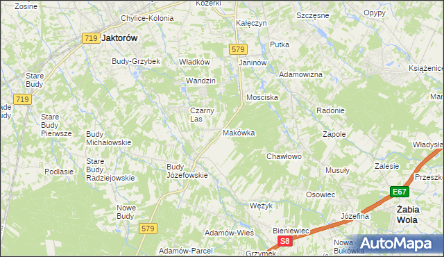 mapa Makówka gmina Grodzisk Mazowiecki, Makówka gmina Grodzisk Mazowiecki na mapie Targeo