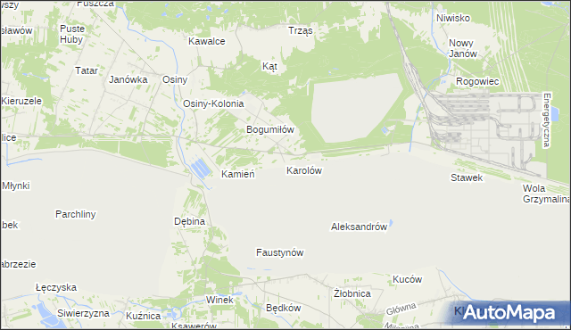 mapa Karolów gmina Kleszczów, Karolów gmina Kleszczów na mapie Targeo