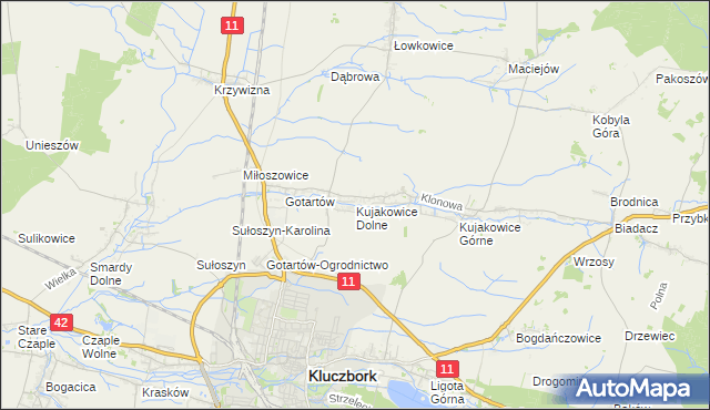 mapa Kujakowice Dolne, Kujakowice Dolne na mapie Targeo