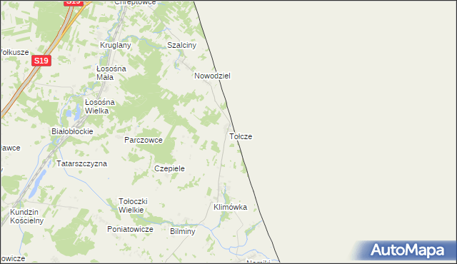 mapa Tołcze gmina Kuźnica, Tołcze gmina Kuźnica na mapie Targeo
