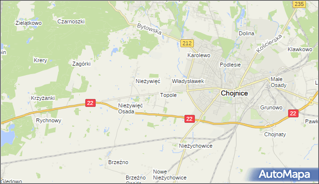 mapa Topole, Topole na mapie Targeo