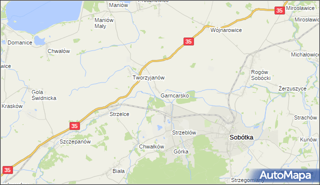 mapa Garncarsko gmina Sobótka, Garncarsko gmina Sobótka na mapie Targeo