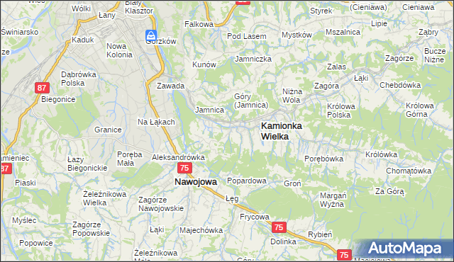 mapa Kamionka Mała gmina Kamionka Wielka, Kamionka Mała gmina Kamionka Wielka na mapie Targeo